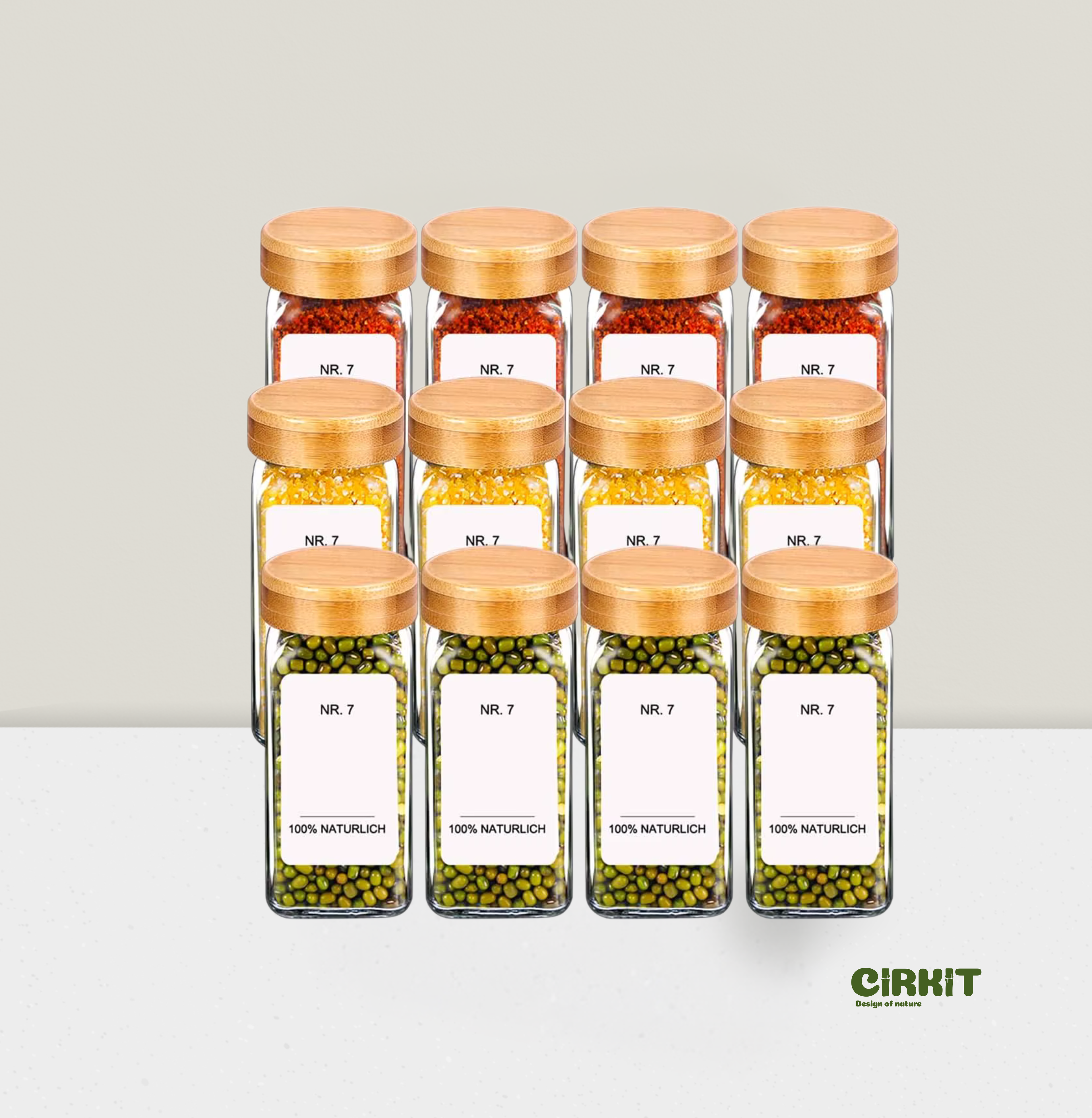 Spice jars with bamboo lid - 120 ml