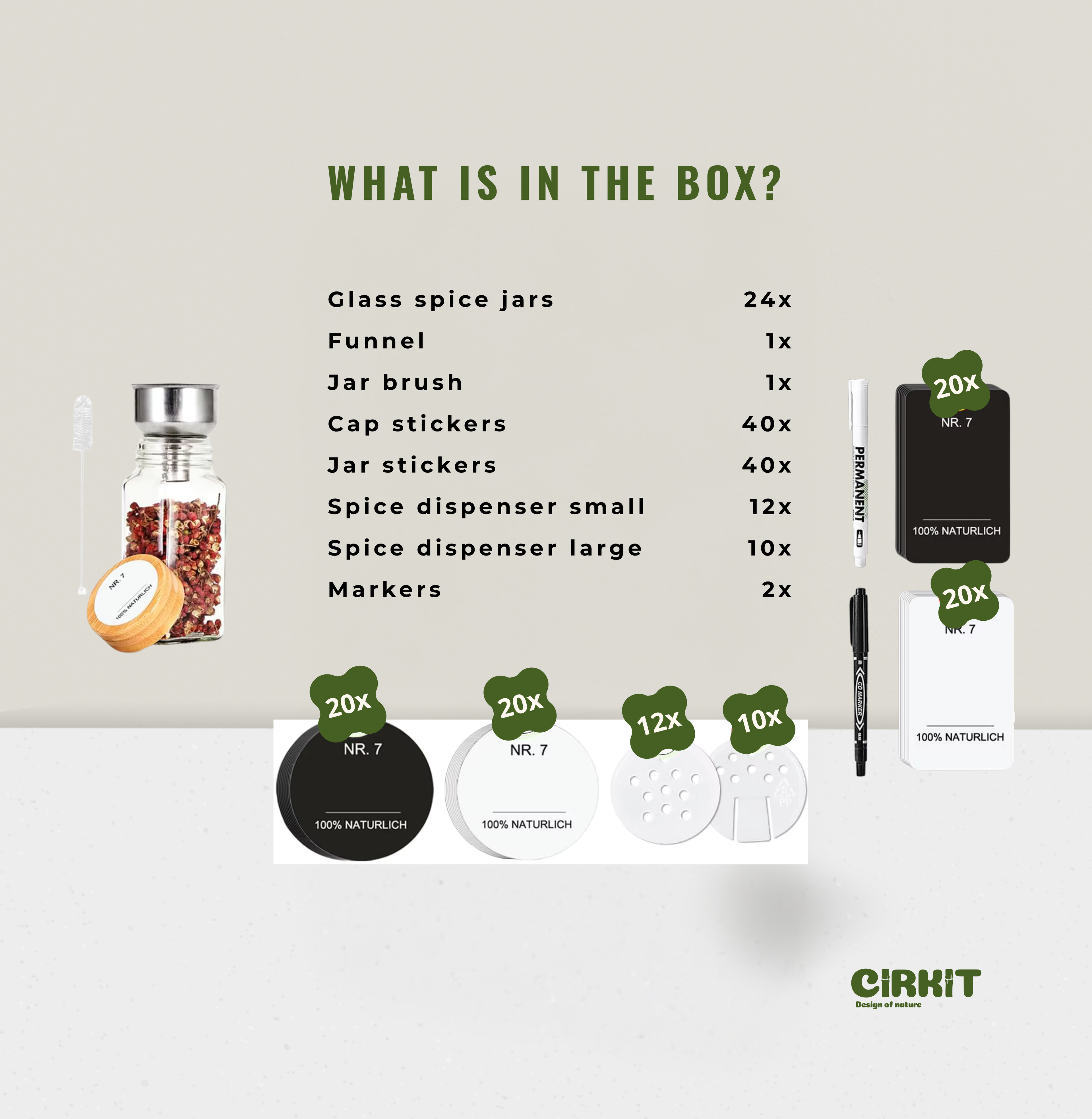 Spice jars with bamboo lid - 120 ml