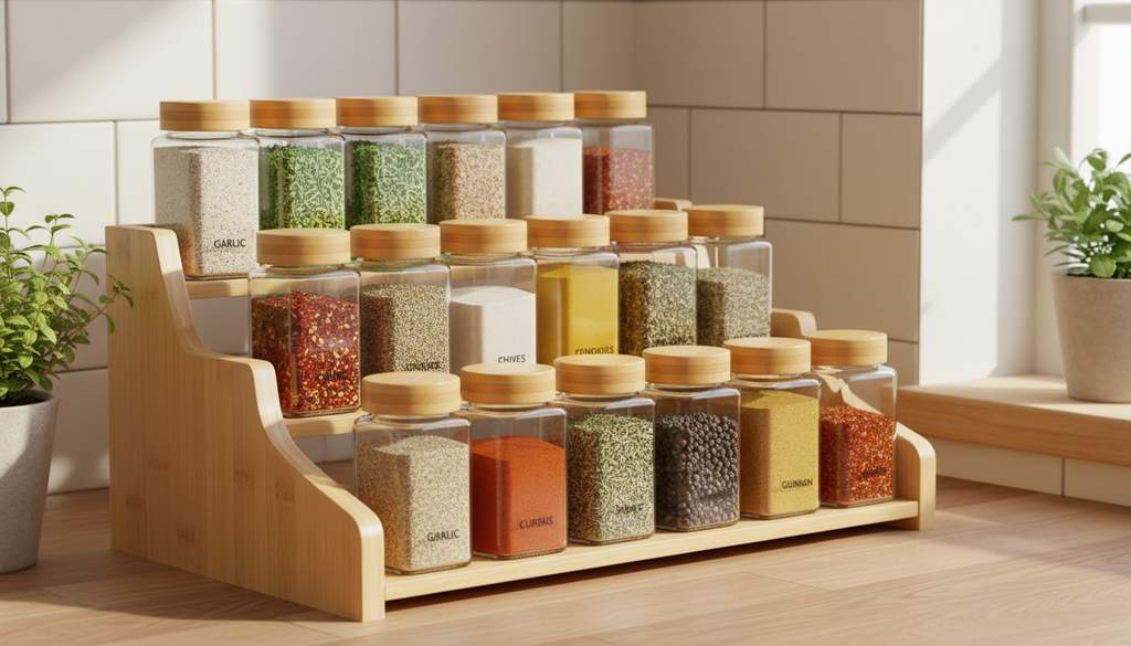 Spice jars with bamboo lid - 120 ml