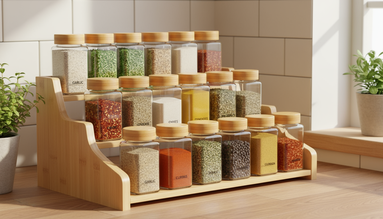 Spice jars with bamboo lid - 120 ml